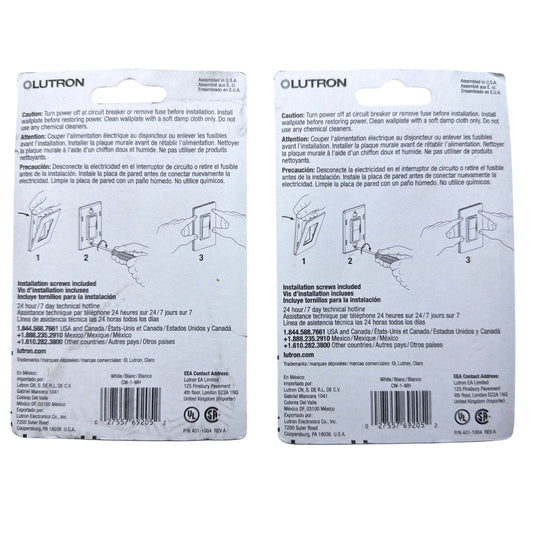 2-Pack Lutron Claro CW-1-WH 1-Gang Gloss White Screwless Wallplates