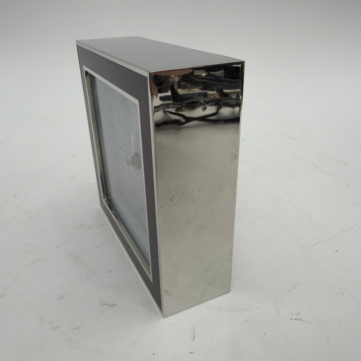 Restoration Hardware Chrome Desk Alarm Clock 4in Square Tested Working