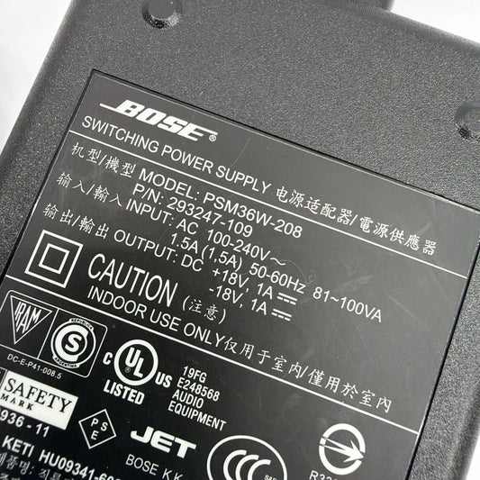 Bose PSM36W-208 Switching Power Supply Adapter 293247-109 ±18V 1A Tested Working