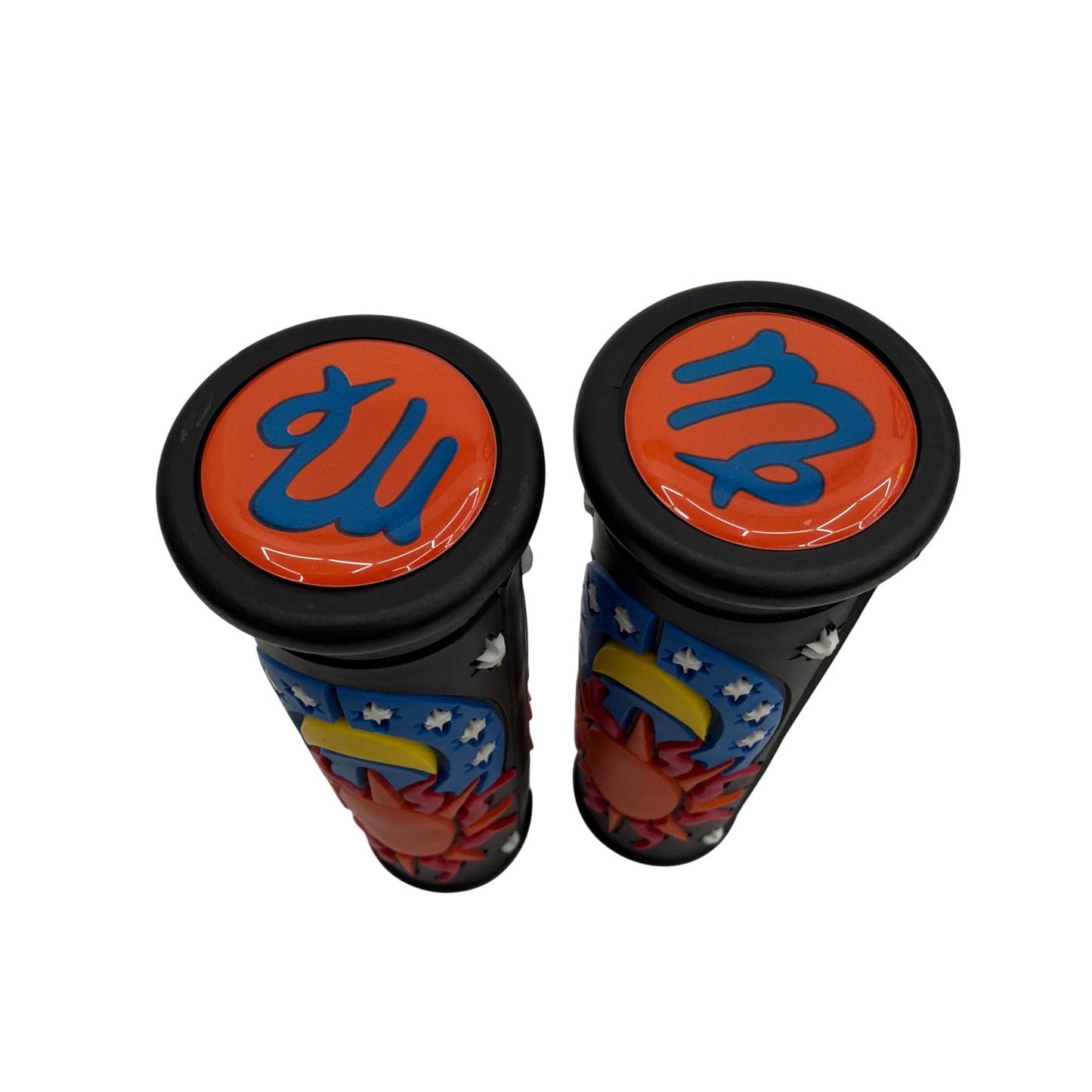Sun & Moon Zodiac Rubber Handlebar Grips (Pair) – 5 in, Black/Multicolor