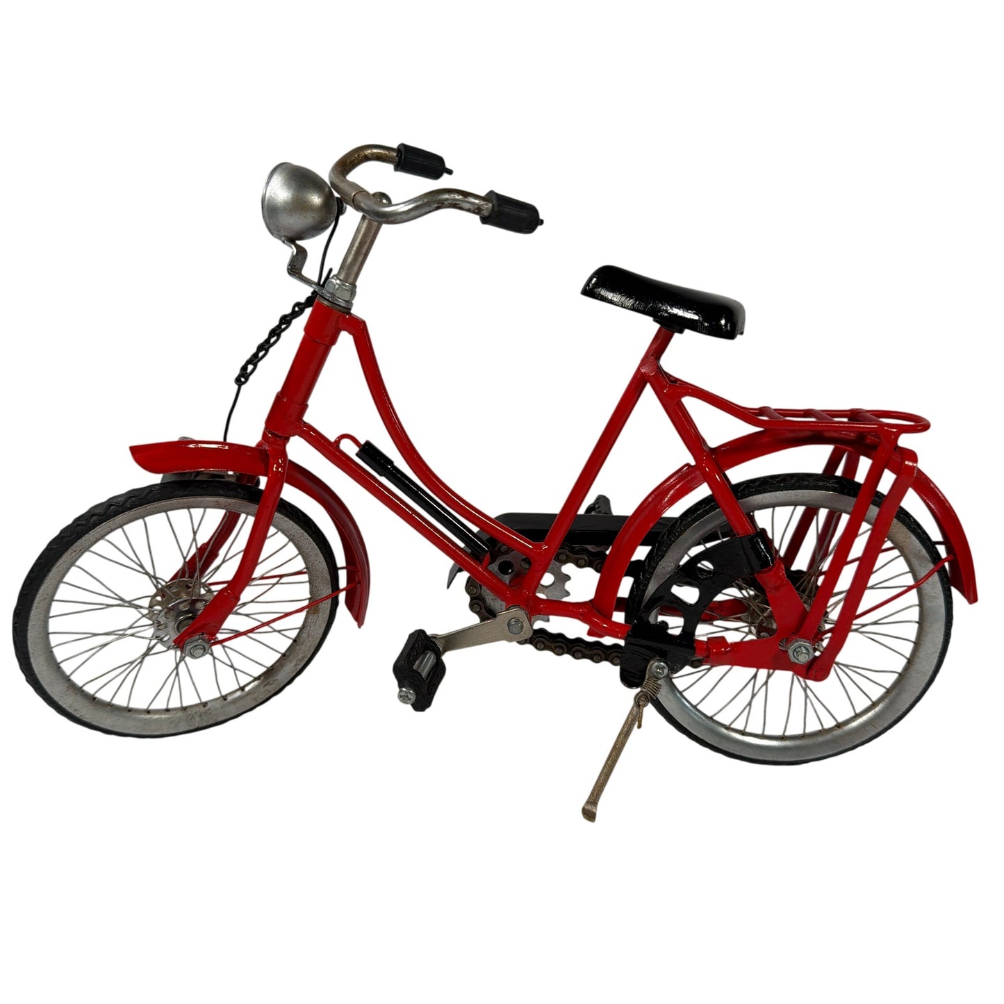 Metal Bicycle Model Figurine With Moving Pedals Red