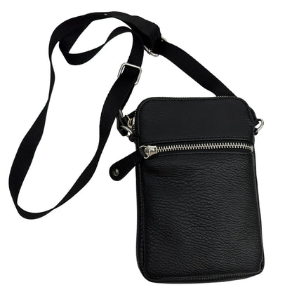 Sondra Roberts Squared Black Leather Crossbody Bag 4.5 x 7.5 x 1
