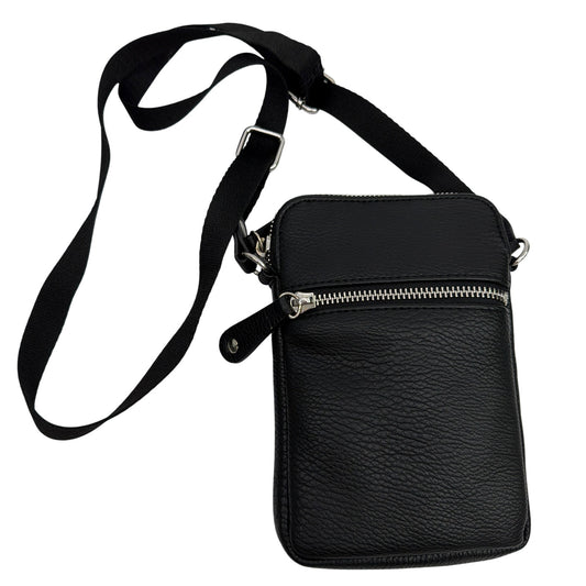 Sondra Roberts Squared Black Leather Crossbody Bag 4.5 x 7.5 x 1