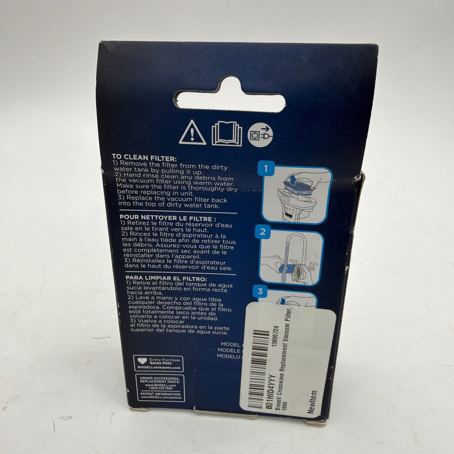 BISSELL 1866F CrossWave Wet/Dry Vacuum Filter Replacement 1-Pack