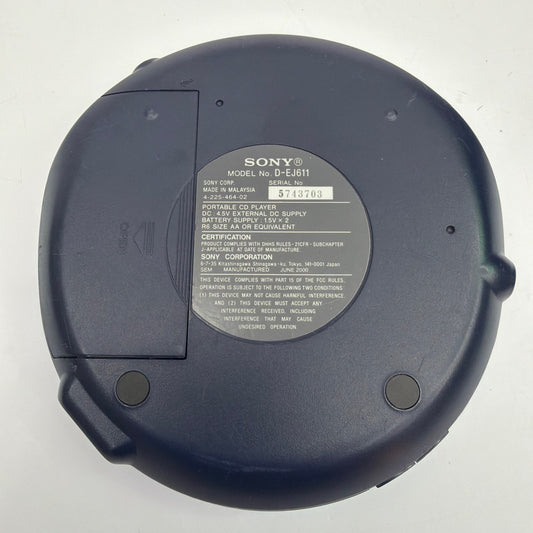 Sony CD Walkman D-EJ611 G-Protection Portable CD Player Blue Purple For Parts