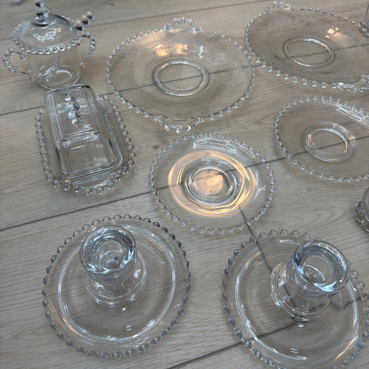 Large Vintage Imperial Glass Candlewick Clear Glassware Mixed Lot