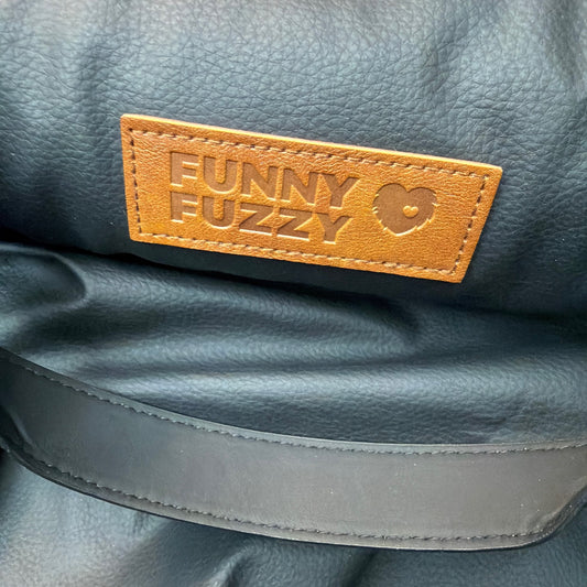 FunnyFuzzy Faux Leather Dog Car Seat Booster Bed with Straps Black/Gray