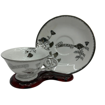 Norcrest Japan 25th Anniversary Teacup and Saucer Set C-195 with Roberts Twin