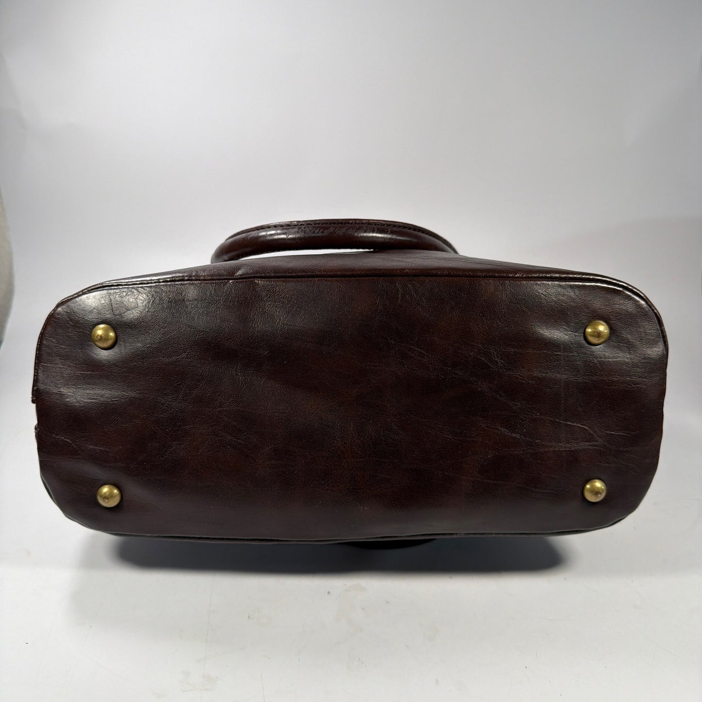 Tignanello Two-Tone Leather Satchel Handbag Brown 14x5x9