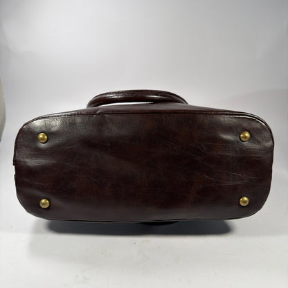 Tignanello Two-Tone Leather Satchel Handbag Brown 14x5x9