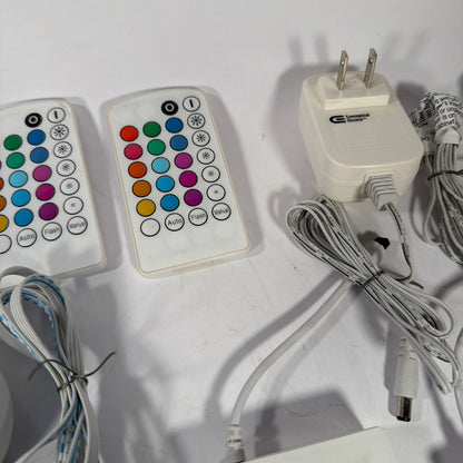 6 RGB LED Puck Lights Under Cabinet Kit w/ 2 Remotes & 2 Power Adapters Tested