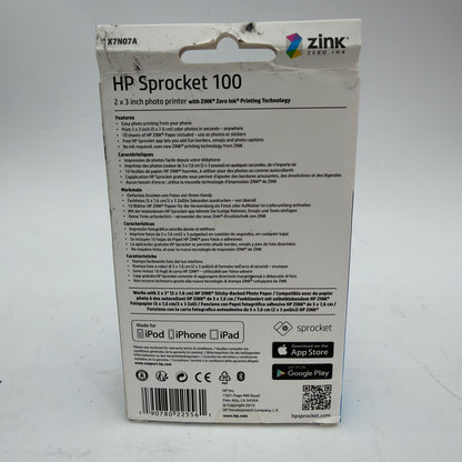 HP Sprocket 100 Portable 2x3 Photo Printer White Rose Gold X7N07A