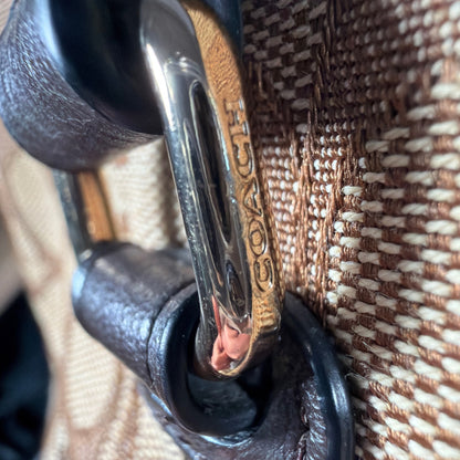 Coach Signature Jacquard Tote Shoulder Bag Brown Tan