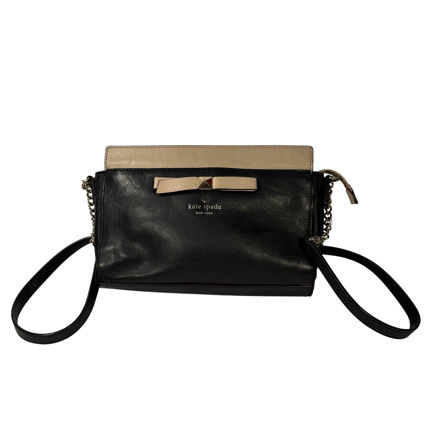 Kate Spade New York Black & Cream Leather Bow Crossbody Bag