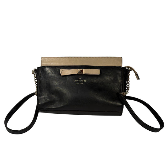 Kate Spade New York Black & Cream Leather Bow Crossbody Bag
