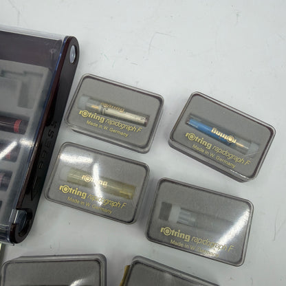 rOtring Rapidograph F Technical Pen Set w/ Case, Tips & Accessories