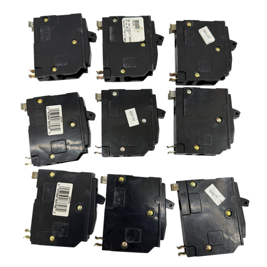 Square D QO115 15A 1-Pole 120/240V Circuit Breaker Lot of 9