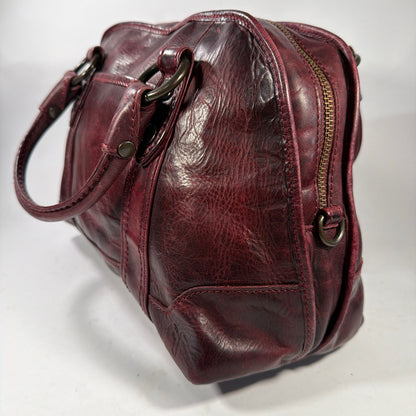Frye Oxblood Burgundy Leather Satchel Handbag with Shoulder Strap