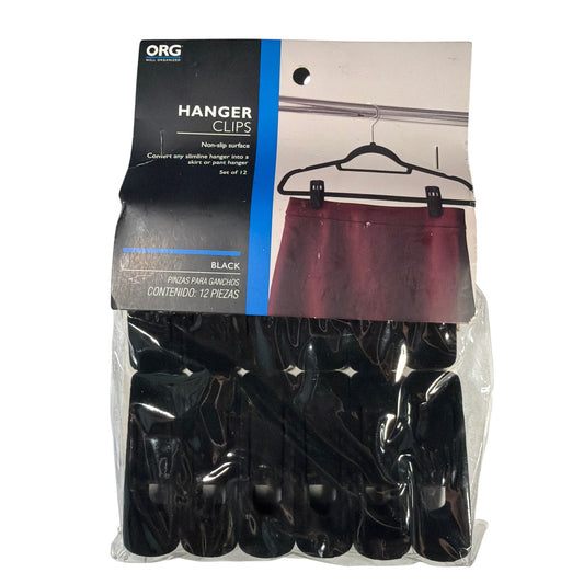 ORG Well Organized Black Hanger Clips Set of 12 for Slimline Hangers