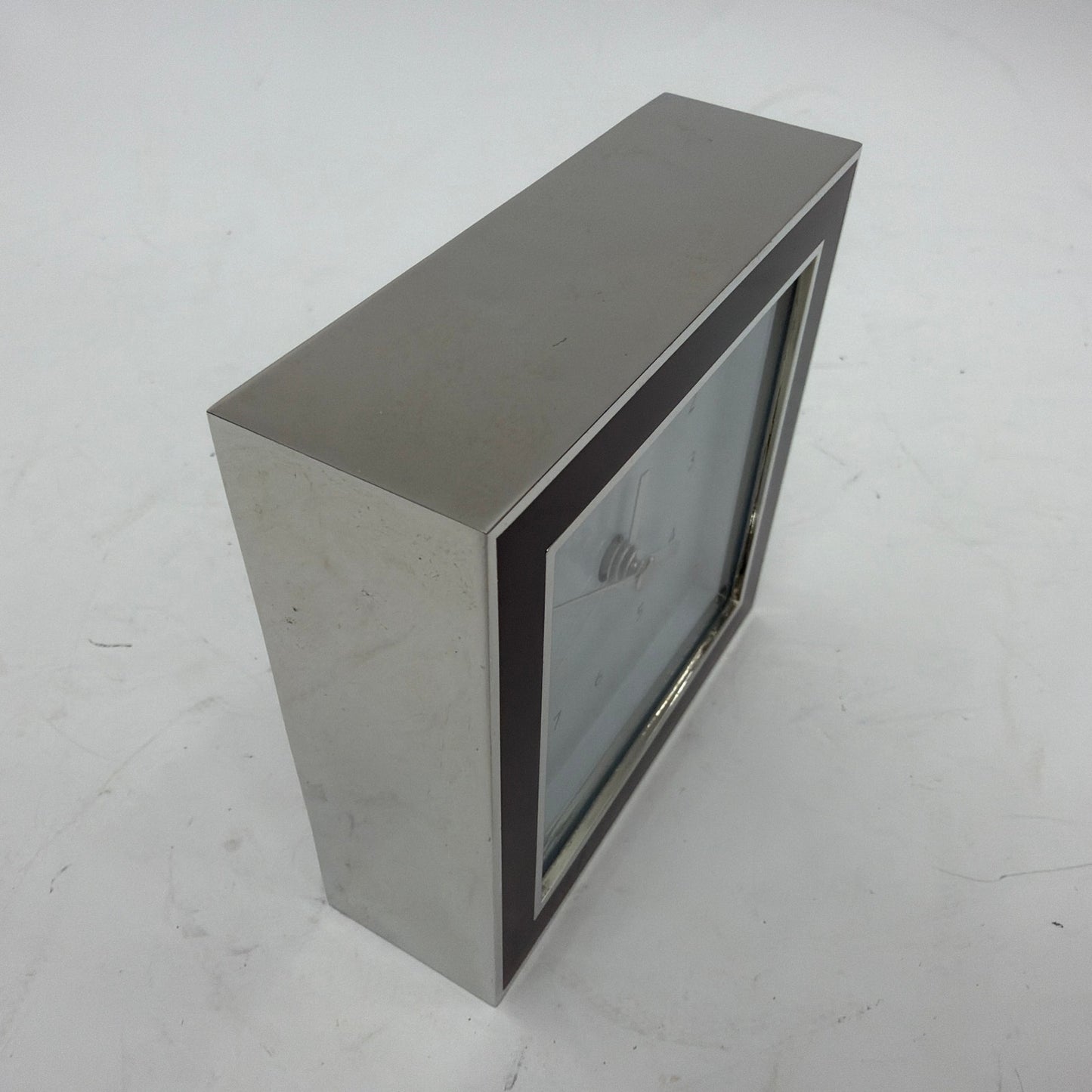 Restoration Hardware Chrome Desk Alarm Clock 4in Square Tested Working