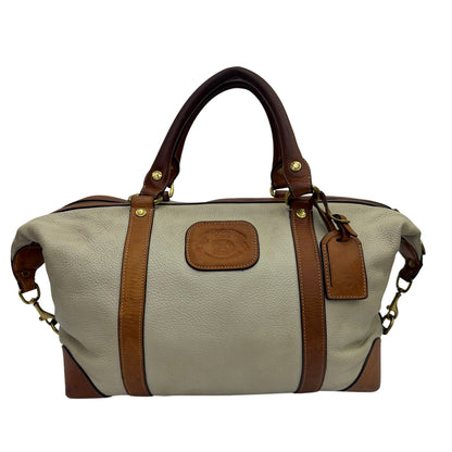 Ghurka Cavalier II No. 97 Weekender Duffel Bag Cream Leather Tan Trim
