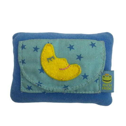 Rich Frog Blue Plush Coin Purse Pouch Moon & Stars Approx 4 x 3 x 2 in