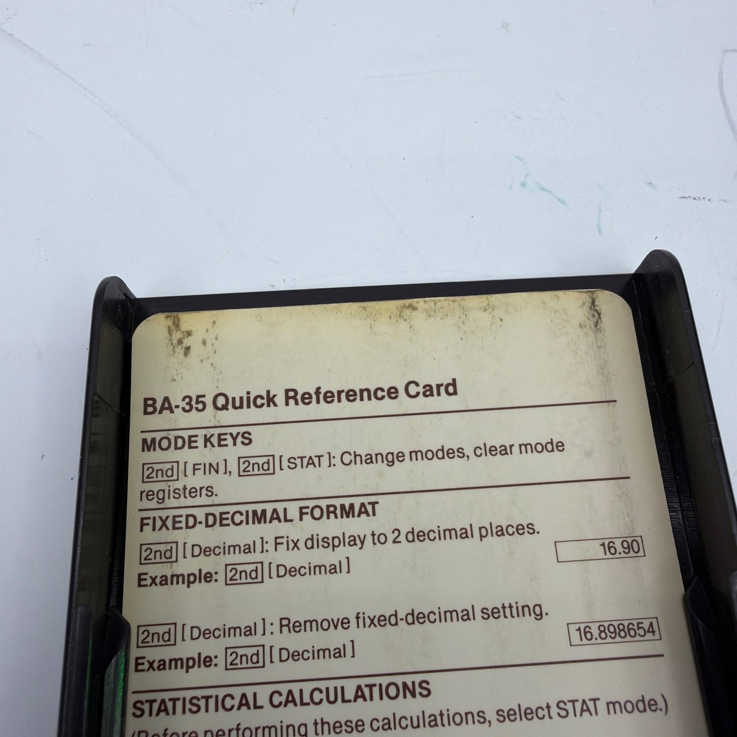 Texas Instruments BA-35 Business Analyst Calculator with Case Reference Card