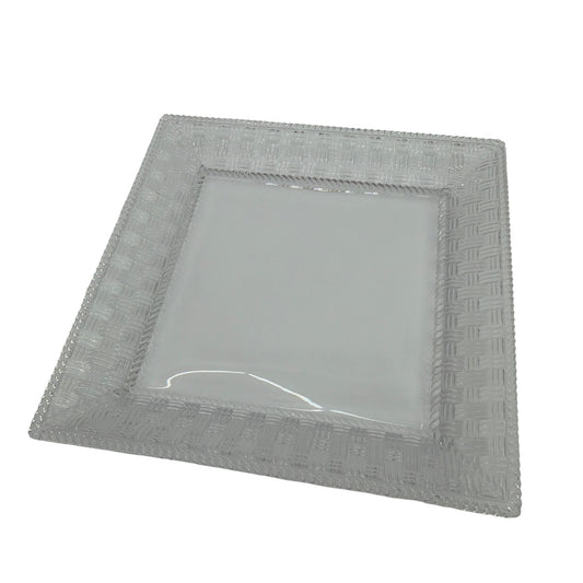 Tiffany & Co. Woven Collection 8" Square Crystal Basket Weave Plate