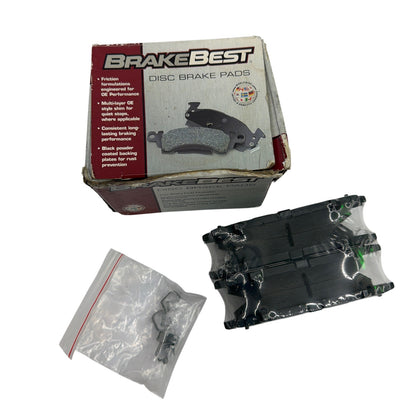 BrakeBest D1184 Front Organic Disc Brake Pads Set with Hardware Clips