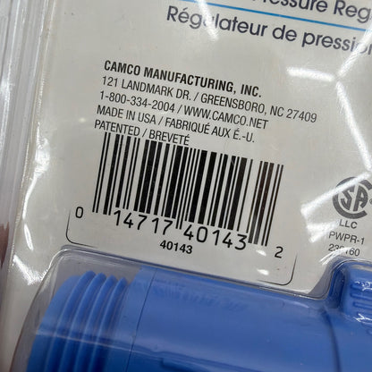 Camco 40143 RV/Marine Water Pressure Regulator Preset 40–50 PSI Blue