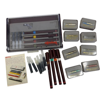 rOtring Rapidograph F Technical Pen Set w/ Case, Tips & Accessories