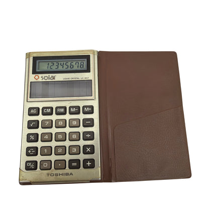 Toshiba LC-847 Solar Liquid Crystal Pocket Calculator With Brown Case Tested