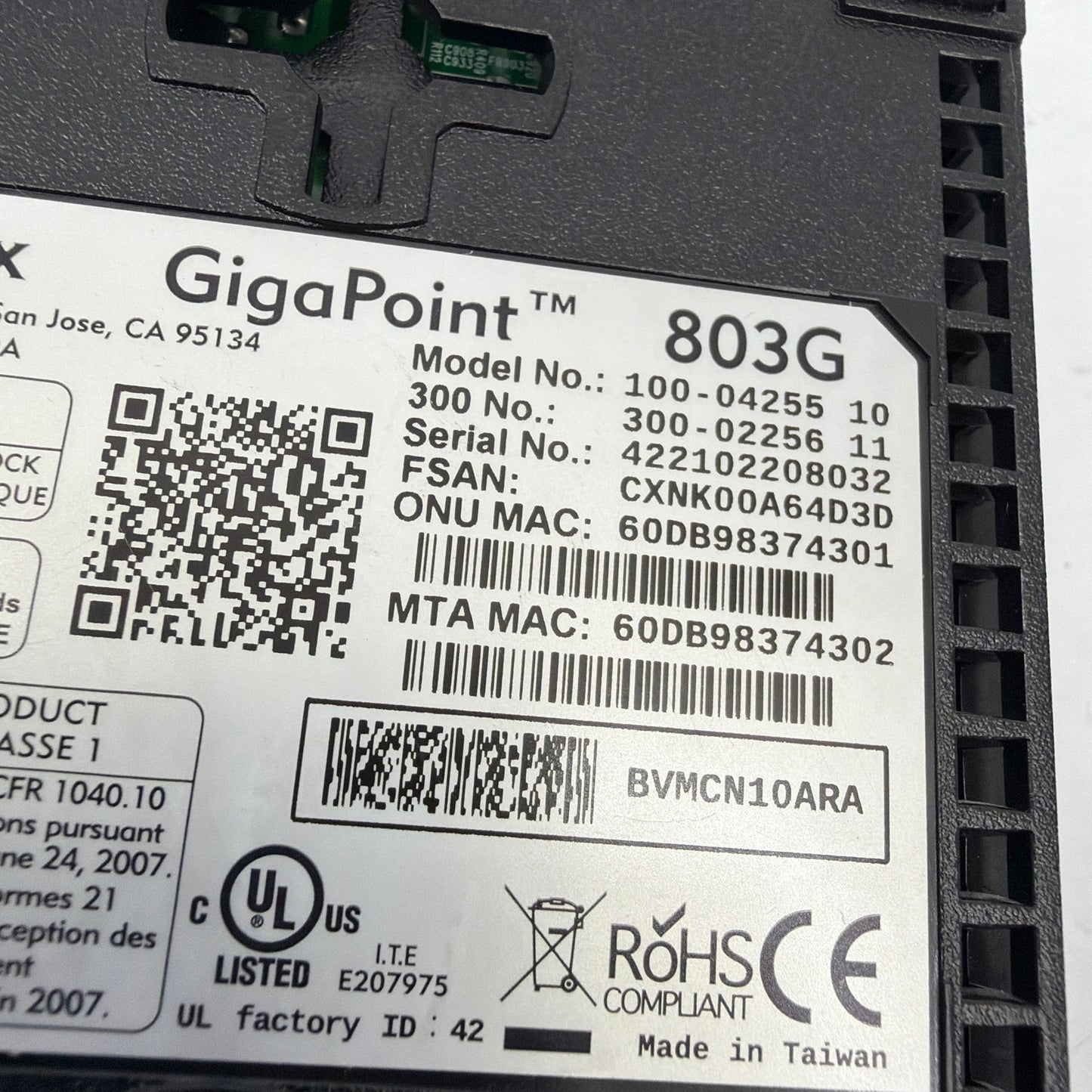Calix GigaPoint 803G GPON Fiber ONT with Power Adapter