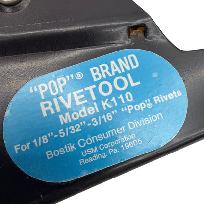 POP Brand Rivetool Model K110 Hand Rivet Gun Bostik USM 1/8"-3/16"