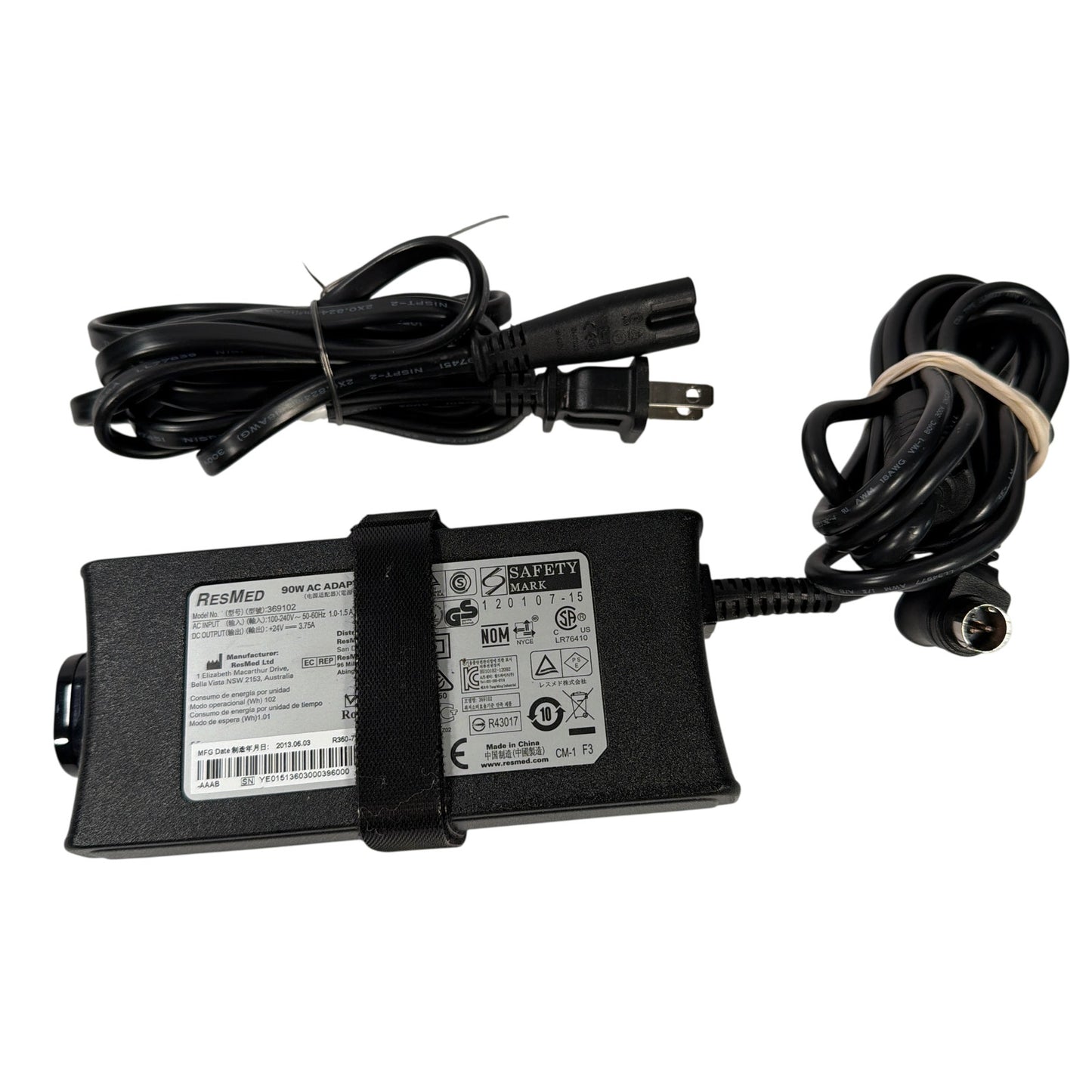 ResMed 369102 90W 24V 3.75A 3-Pin AC Adapter Power Supply