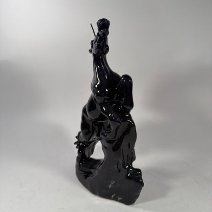 Black Rearing Horse Candle Figurine 11 x 7 x 4 in