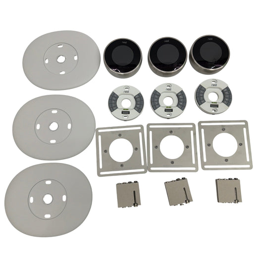Nest Learning Thermostat 2nd Gen Model 02A Lot of 3 w/ Bases & Trim Plates