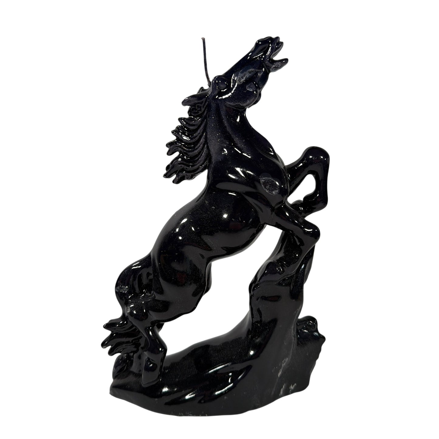 Black Rearing Horse Candle Figurine 11 x 7 x 4 in