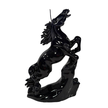 Black Rearing Horse Candle Figurine 11 x 7 x 4 in
