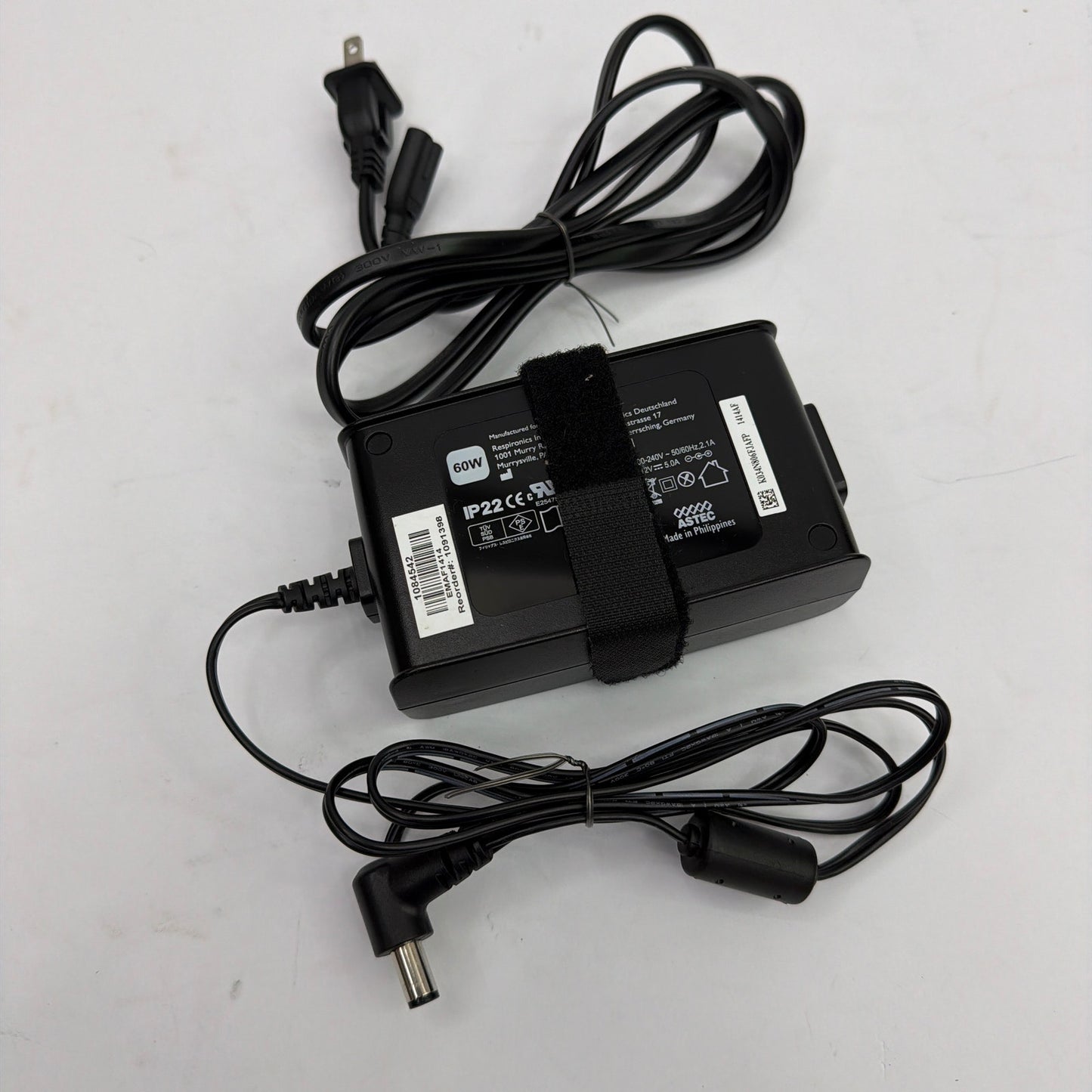 Philips Respironics 60W 12V 5A AC Adapter Power Supply AA24750L-003 REF 1091398