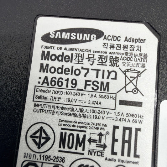 Samsung A6619_FSM 66W 19V AC/DC Power Adapter Charger with AC Cord Tested