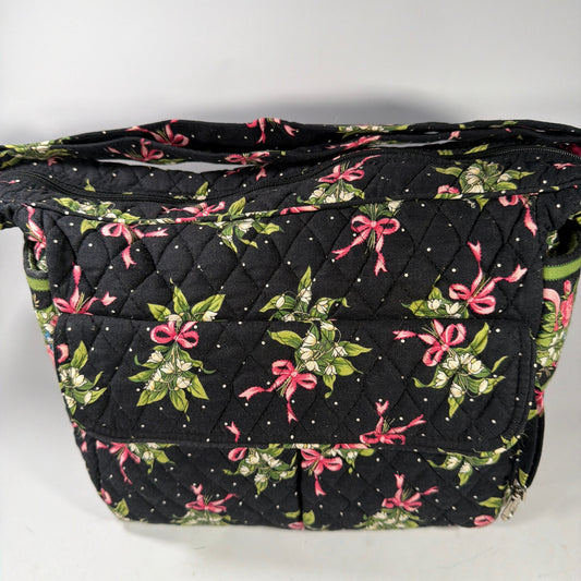 Vera Bradley Quilted Shoulder Bag Floral Bow Print Approx 12x6x10