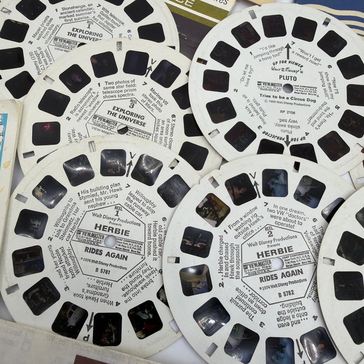 Vintage GAF View-Master Reel Lot Peanuts Charlie Brown, Herbie, Pluto + Sleeves