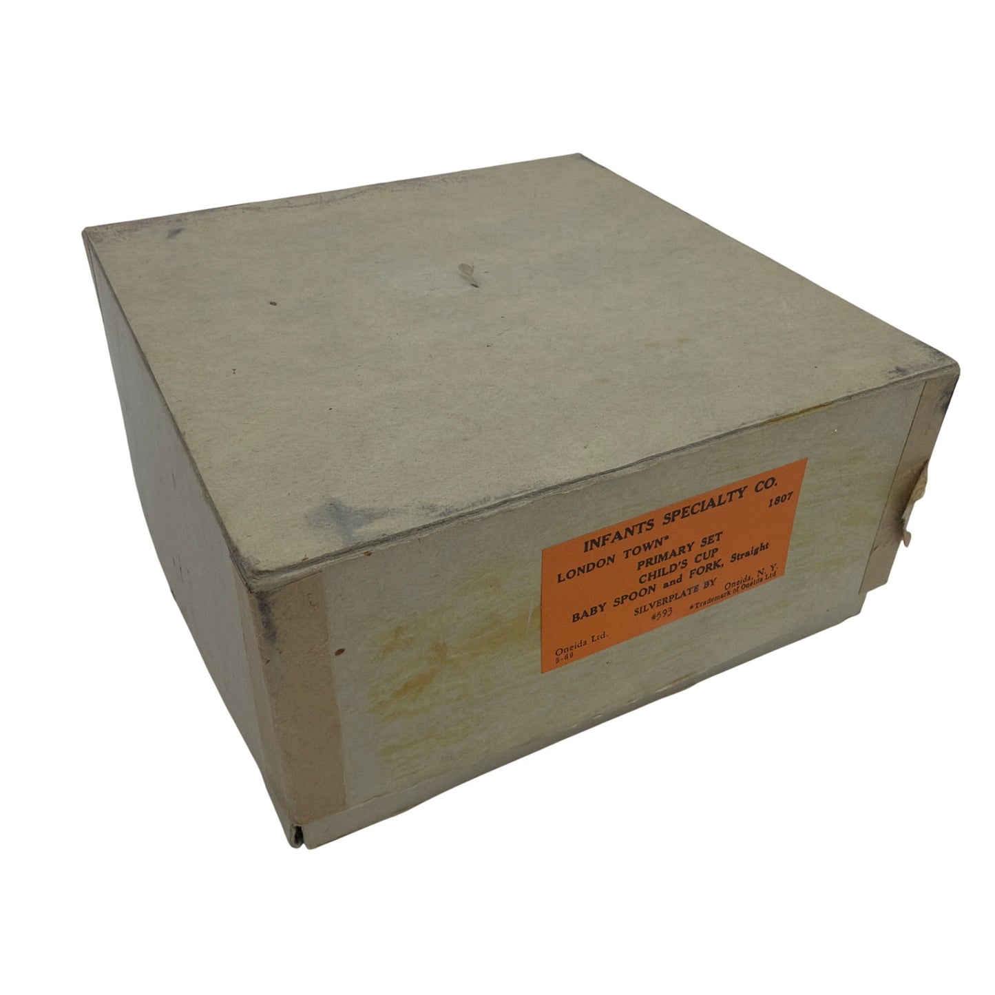 Vintage Oneida London Town Silverplate Child’s Cup, Baby Spoon & Fork Set w/ Box