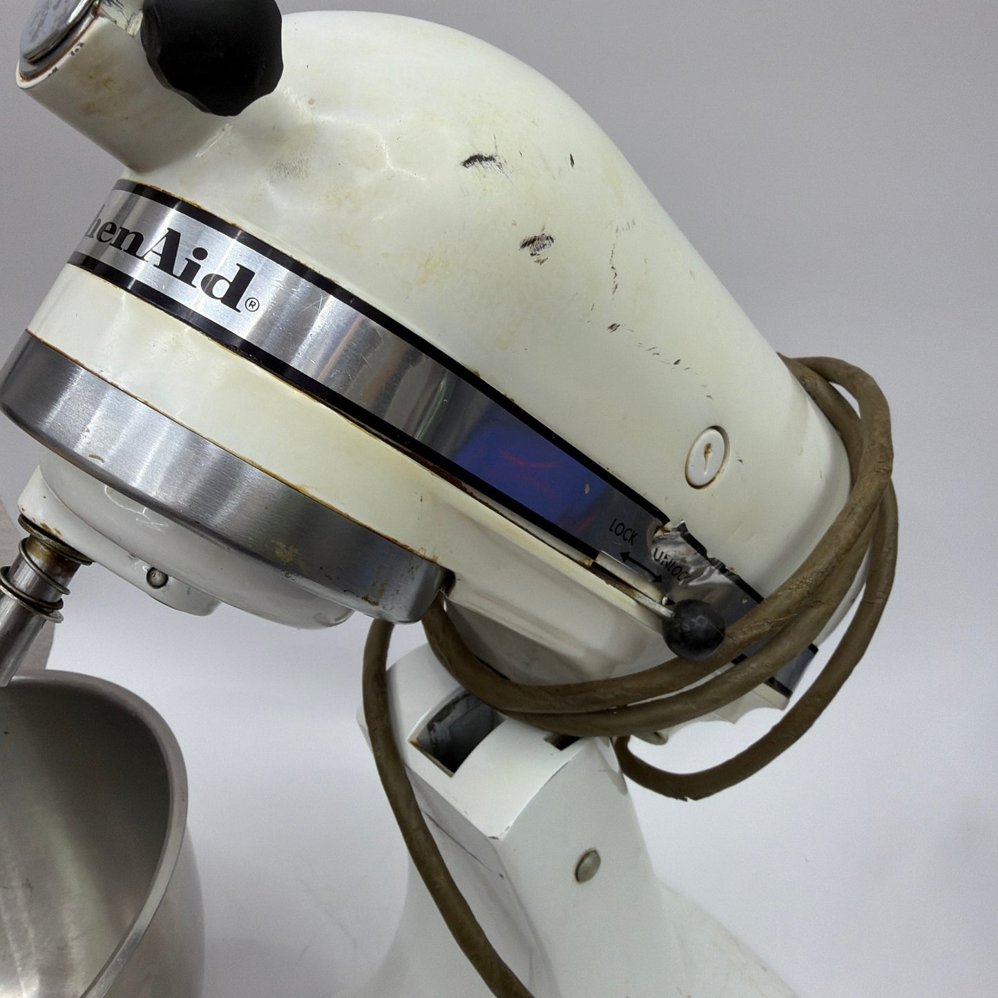 Vintage KitchenAid Hobart K45 Tilt-Head Stand Mixer White Parts/Repair with Bowl