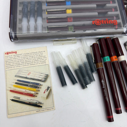 rOtring Rapidograph F Technical Pen Set w/ Case, Tips & Accessories