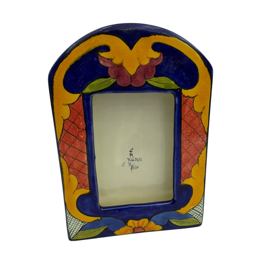 Hand-Painted Mexican Ceramic Picture Frame Tlalpan Mexico Fits 2.5x3.5 Photo