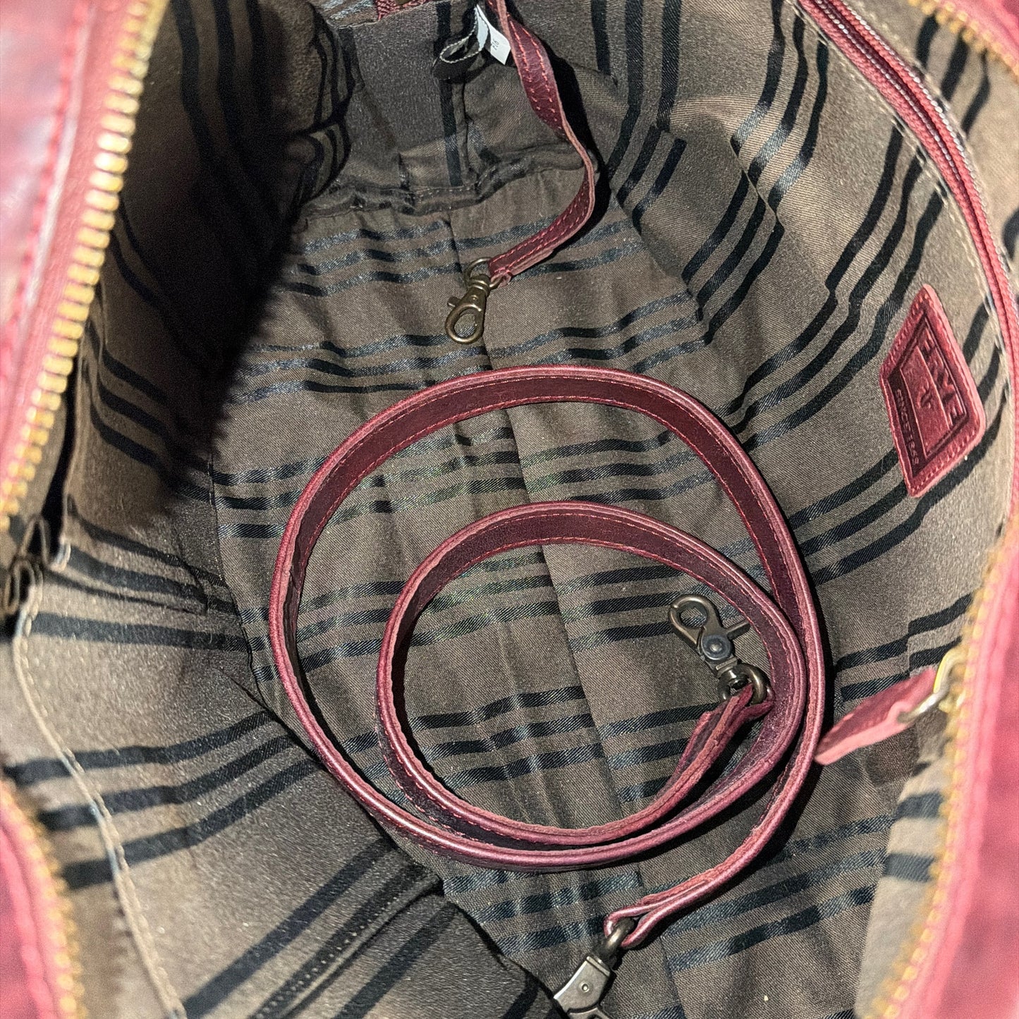 Frye Oxblood Burgundy Leather Satchel Handbag with Shoulder Strap