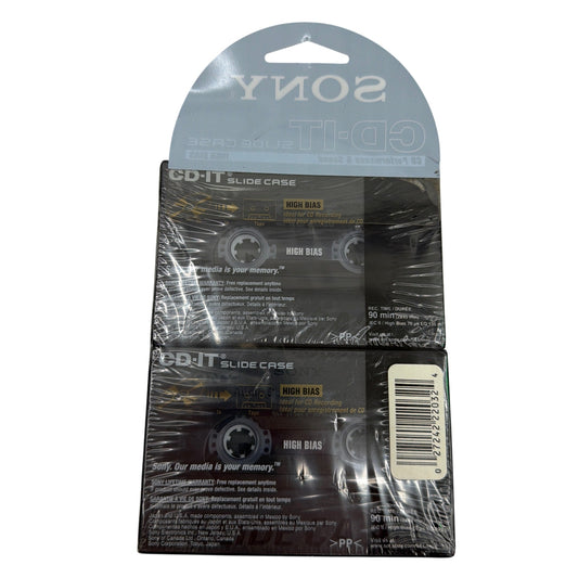 Sony CD-IT High Bias 90 Min Cassette Tapes 2-Pack Slide Case C-90CDT2D Sealed