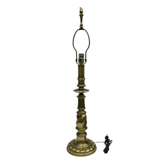 Vintage Stiffel Brass Torch Flame 33" Table Lamp w/ Harp & Finial